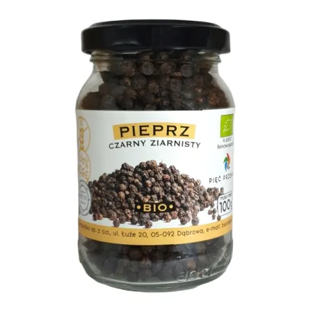 Pieprz czarny ziarnisty BIO 100 g – ekologiczny, aromatyczny, bezglutenowy
