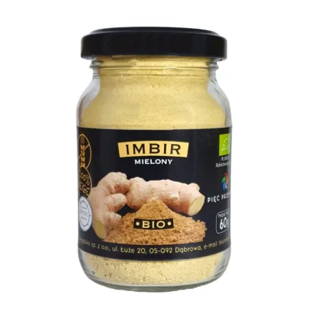 Imbir mielony BIO 60 g – ekologiczny, bezglutenowy, aromatyczny