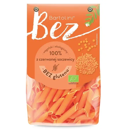 Makaron proteinowy penne z czerwonej soczewicy BIO 250 g – bezglutenowy, wegański