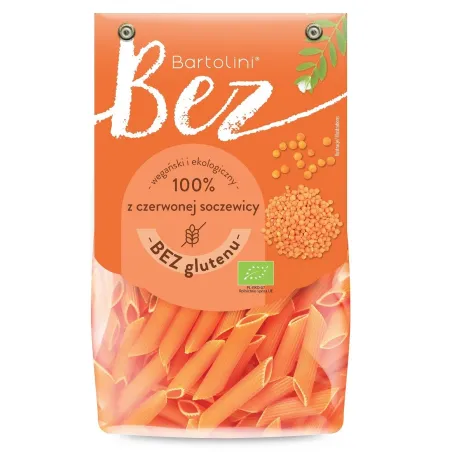 Makaron proteinowy penne z czerwonej soczewicy BIO 250 g – bezglutenowy, wegański