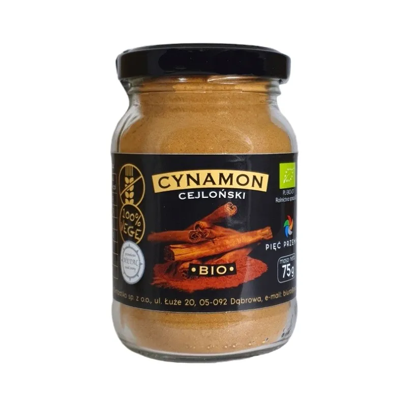 Cynamon Cejloński Mielony BIO 75 g – Naturalny, Bezglutenowy | PIĘĆ PRZEMIAN