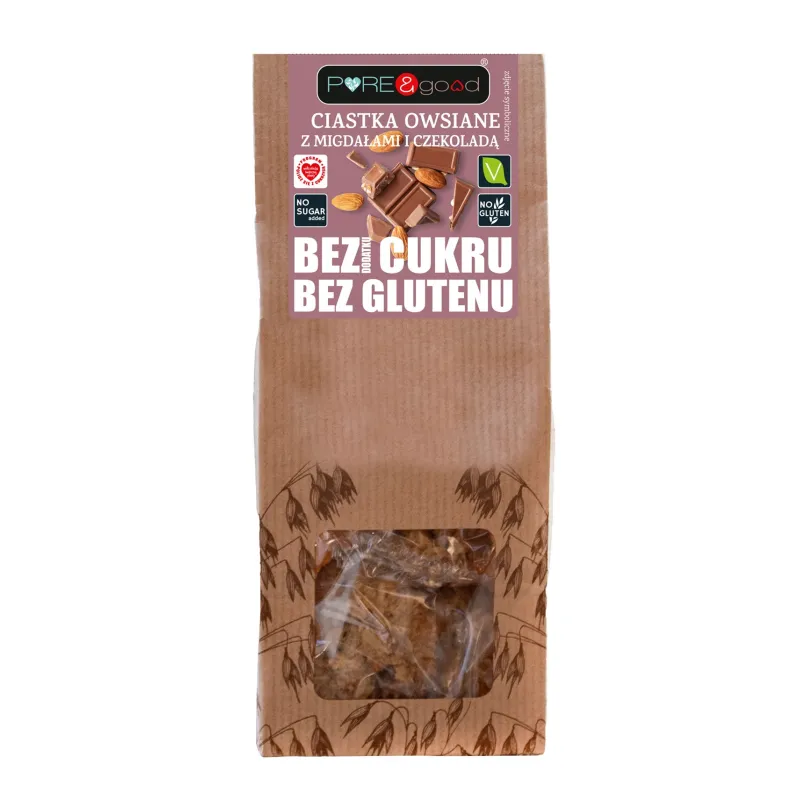 Ciastka owsiane z migdałami i czekoladą – bez cukru, bez glutenu
