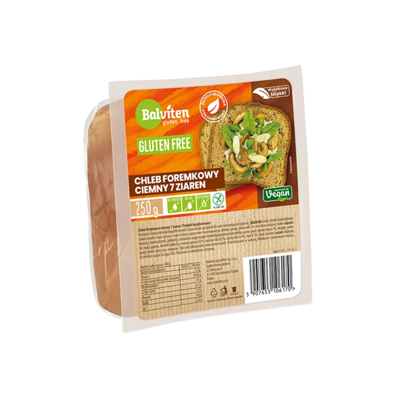 Chleb Foremkowy Ciemny 7 Ziaren Bezglutenowy 250 g – Chrupiący i Zdrowy