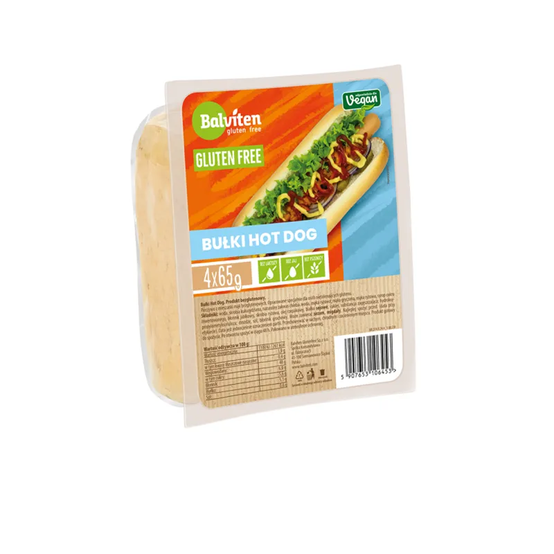 Bułki do Hot Dogów Bezglutenowe | 4 szt. | 260 g | Balviten