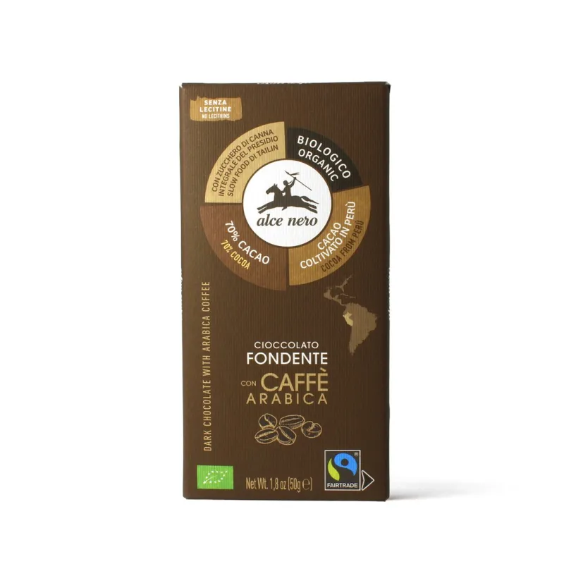 Czekolada Gorzka z Kawą Fair Trade BIO 50 g | Alce Nero | Intensywny smak