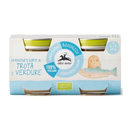 Mięso Pstrąga z Warzywami BIO 160 g | BEZGLUTENOWE | ALCE NERO | Od 4. miesiąca