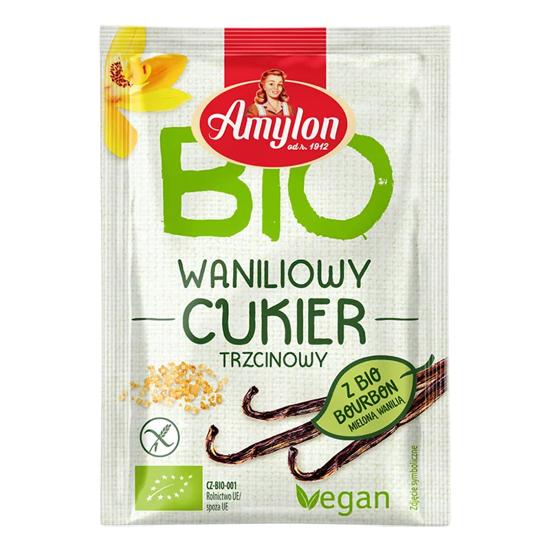 Cukier trzcinowy z wanilią Bourbon BIO 20 g – Amylon
