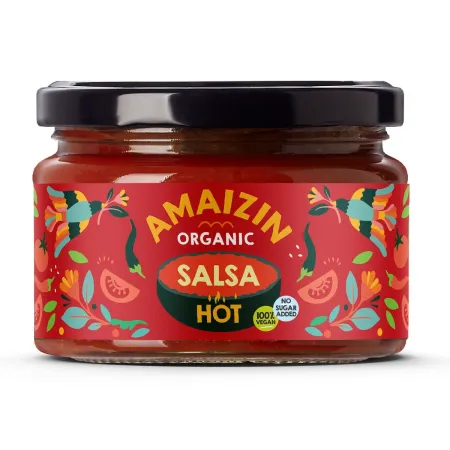 Pikantny sos salsa BIO 260 g – bezglutenowy i wegański | Amaizin