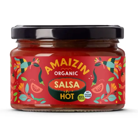 Pikantny sos salsa BIO 260 g – bezglutenowy i wegański | Amaizin