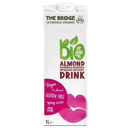 Napój Migdałowy 3% Bezglutenowy BIO 1L – Lekka roślinna alternatywa mleka | THE BRIDGE