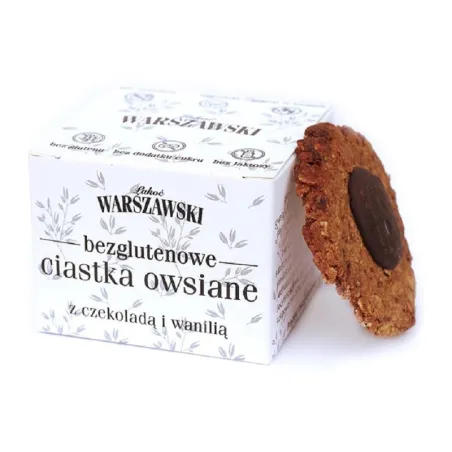 Ciastka owsiane bezglutenowe z czekoladą i wanilią 150 g | Łakoć Warszawski