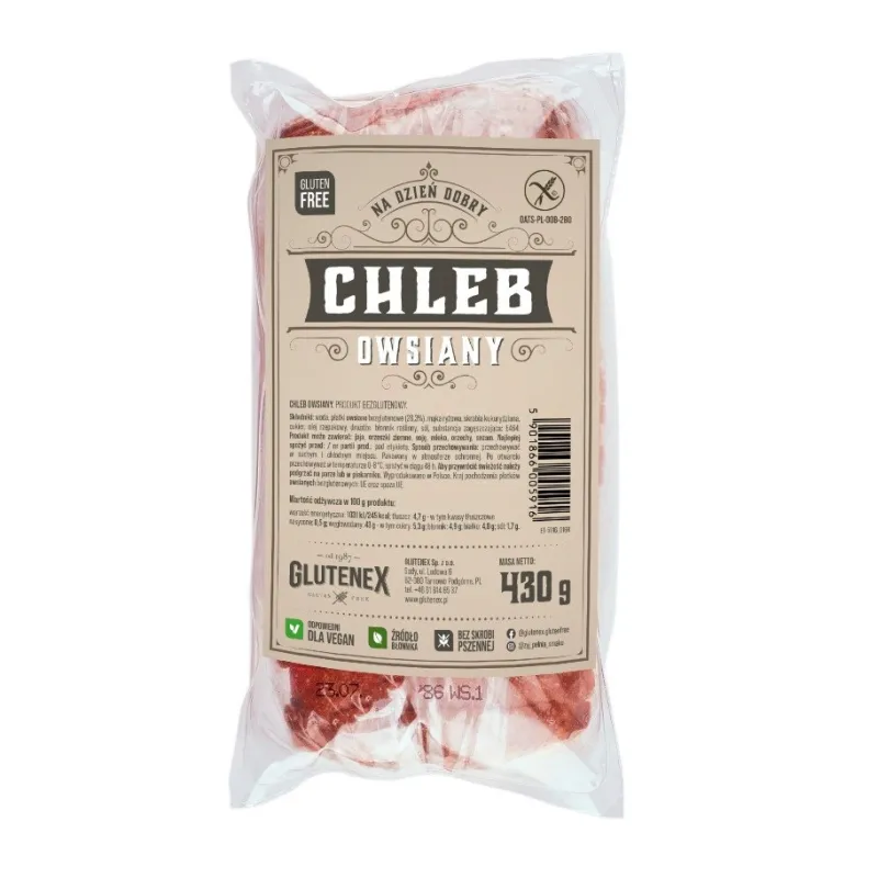 Chleb owsiany bezglutenowy 430 g – źródło błonnika, krojony | Glutenex