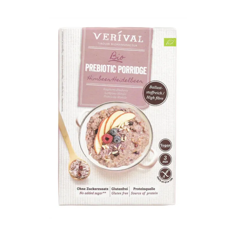 Owsianka błonnikowa z malinami i borówkami 350 g – bezglutenowa, BIO | Verival