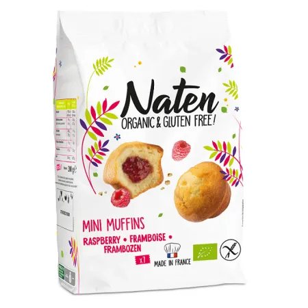 Bezglutenowe mini muffinki z nadzieniem malinowym BIO 200 g – NATEN | Naturalna słodycz