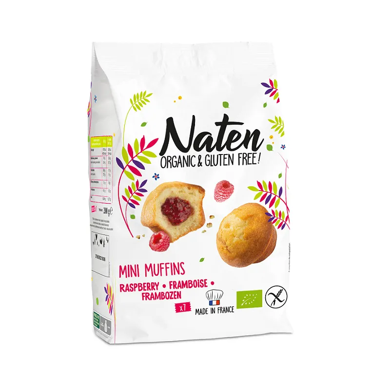 Bezglutenowe mini muffinki z nadzieniem malinowym BIO 200 g – NATEN | Naturalna słodycz
