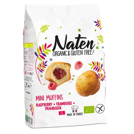 Bezglutenowe mini muffinki z nadzieniem malinowym BIO 200 g – NATEN | Naturalna słodycz