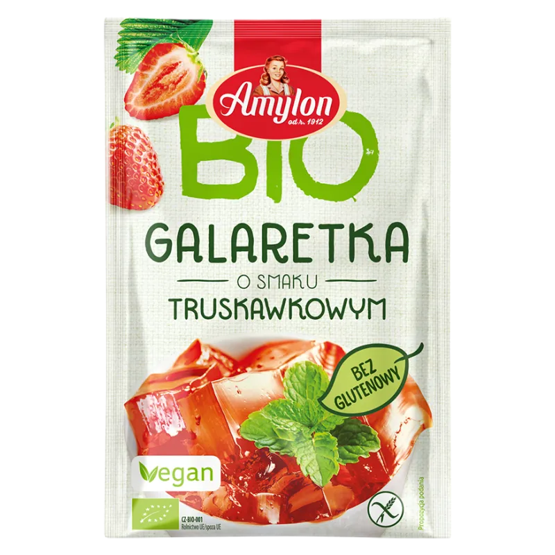 Galaretka Truskawkowa BIO z Agarem - Bezglutenowa 40 g - AMYLON