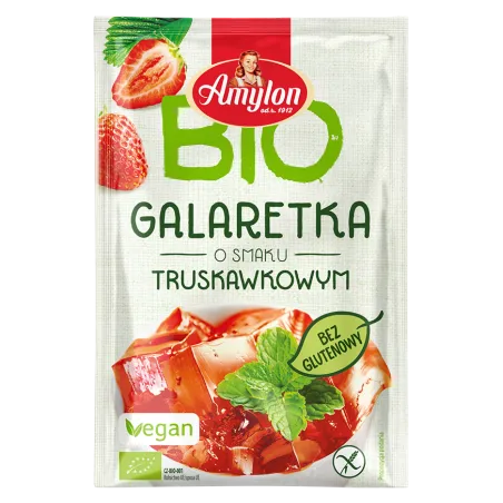 Galaretka Truskawkowa BIO z Agarem - Bezglutenowa 40 g - AMYLON