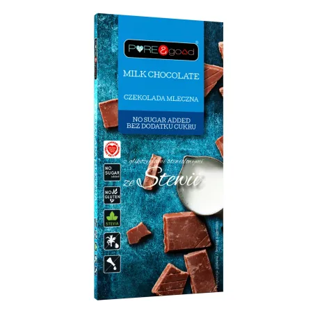 Czekolada mleczna ze stewią bez cukru 100 g Pure&Good