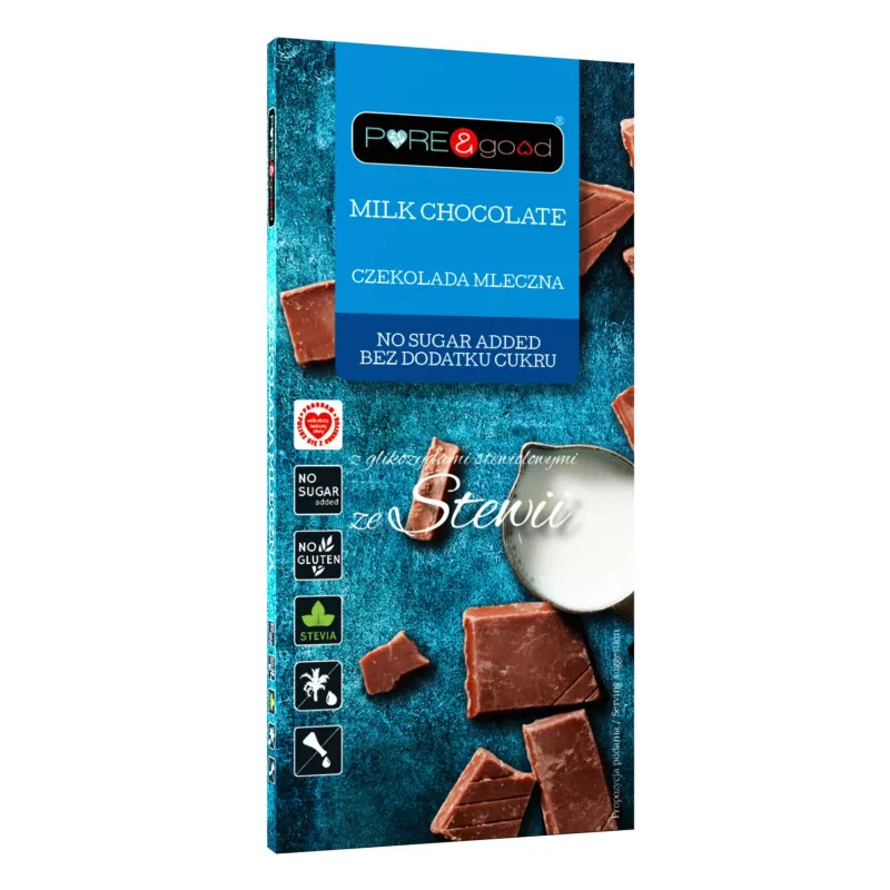 Czekolada mleczna ze stewią bez cukru 100 g Pure&Good
