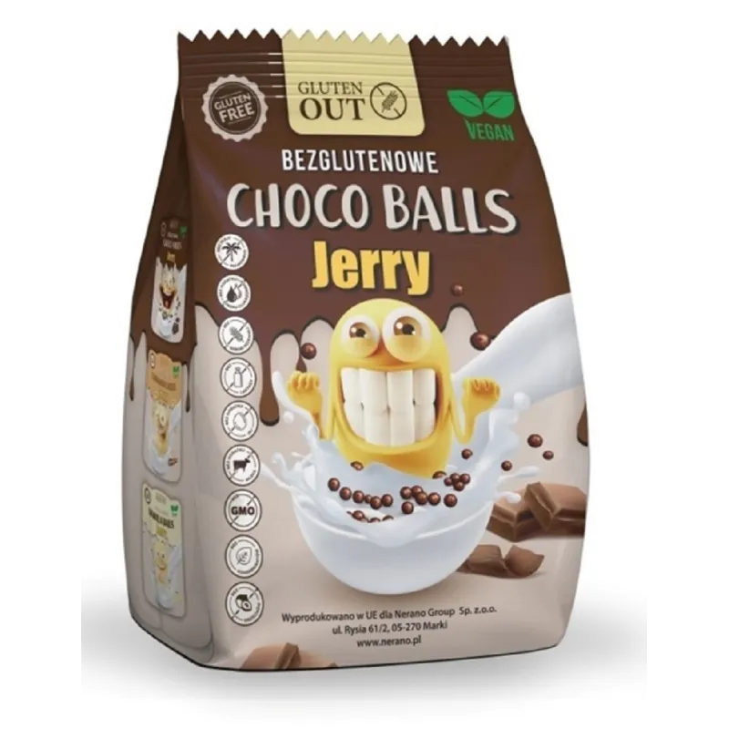 Kulki zbożowe kakaowe bezglutenowe Jerry Gluten Out 375 g
