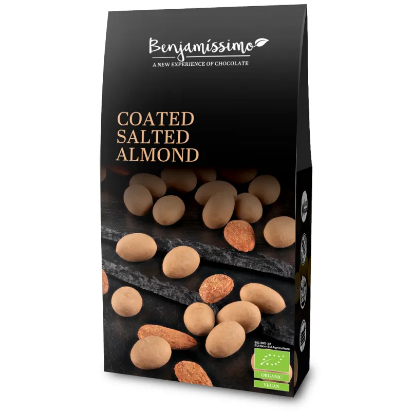 Migdały w słonym karmelu BIO 60 g – bezglutenowe i wegańskie