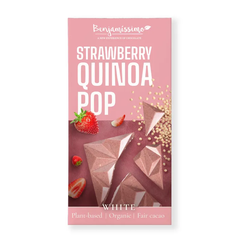 Tabliczka kakaowa truskawka – quinoa BIO 60 g – Benjamissimo