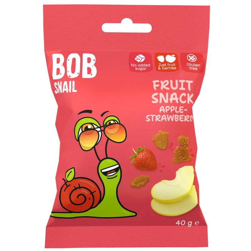 Żelki jabłko-truskawka bez żelatyny bezglutenowe 40 g – Bob Snail