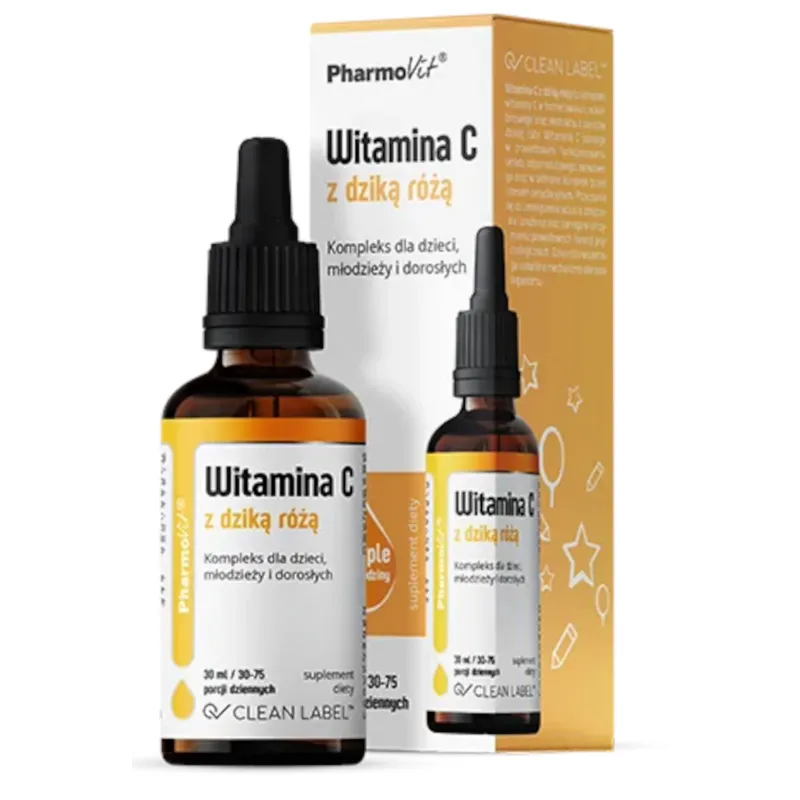 Witamina C z dziką różą w kroplach 30 ml – bezglutenowa