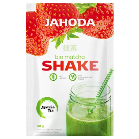 Bezglutenowy shake z matchą i truskawkami BIO – Amylon 30 g