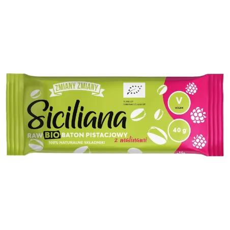Baton Pistacjowy z Malinami Siciliana Raw BIO 40 g – Zmiany Zmiany
