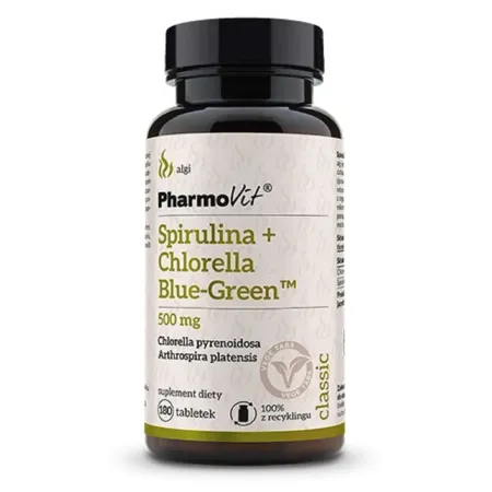 Spirulina + Chlorella 500 mg 180 tabletek – Pharmovit