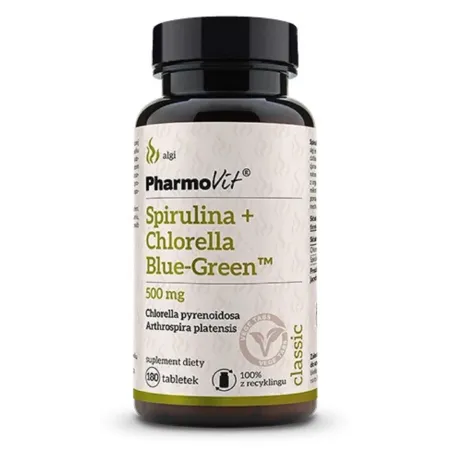 Spirulina + Chlorella 500 mg 180 tabletek – Pharmovit