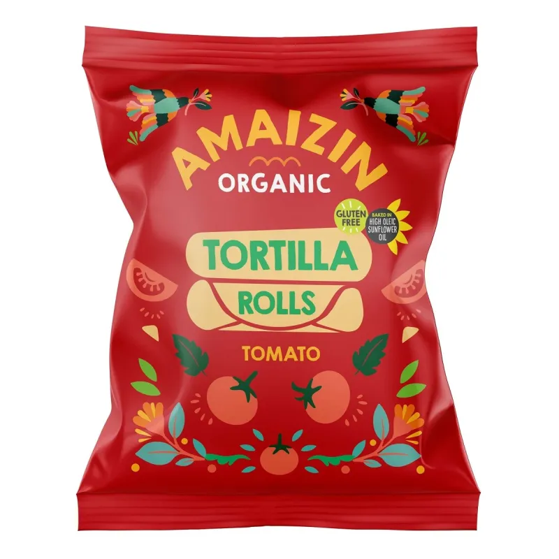 Chipsy tortilla kukurydziane pomidorowe bezglutenowe BIO 100 g – Amaizin