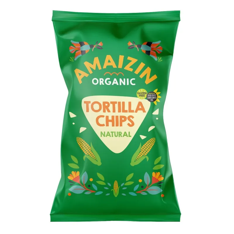 Chipsy Tortilla Kukurydziane Solone Bezglutenowe BIO 150 g - Amaizin