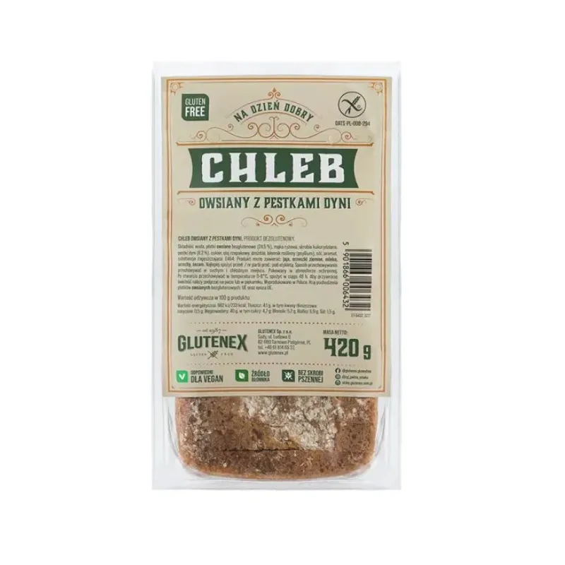 Chleb owsiany z pestkami dyni 420 g – Glutenex