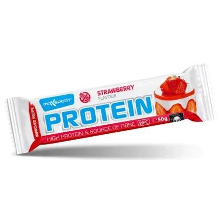 Baton proteinowy truskawkowy 60 g – MaxSport, białko, bezglutenowy