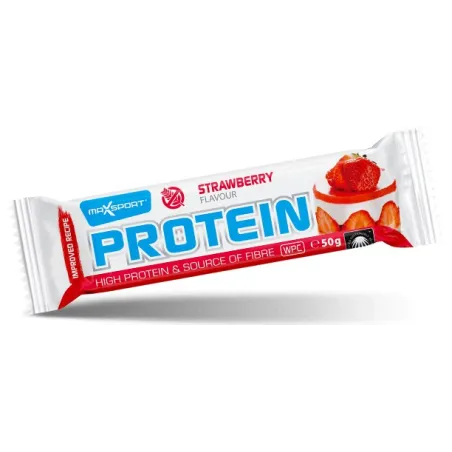 Baton proteinowy truskawkowy 60 g – MaxSport, białko, bezglutenowy