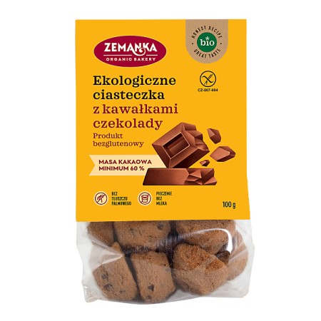 CIASTKA Z KAWAŁKAMI CZEKOLADY BEZGLUTENOWE BIO 100 g - ZEMANKA
