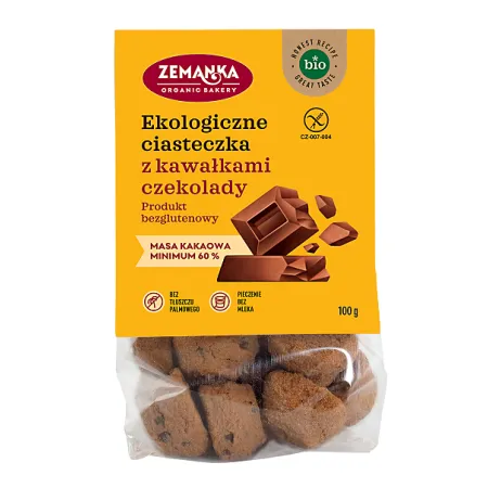 Ciastka z Kawałkami Czekolady Bezglutenowe BIO 100 g - ZEMANKA