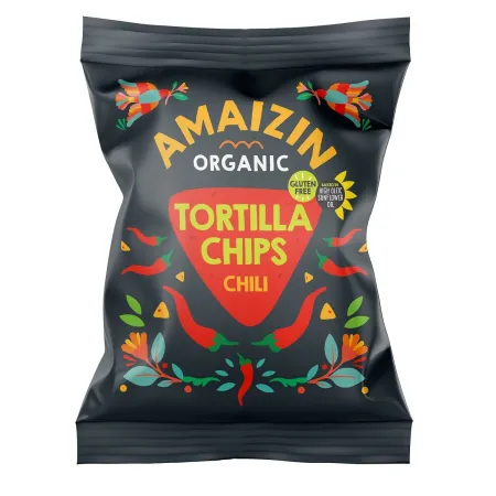 Chipsy Tortilla Kukurydziane Chili Bezglutenowe BIO 75 g - AMAIZIN