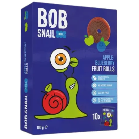 Rolki jabłko–borówka 100 g – Bob Snail bez dodatku cukru