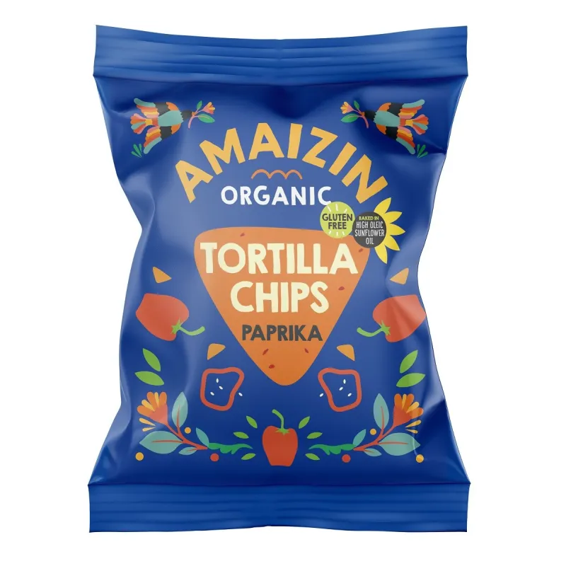 Chipsy Tortilla Kukurydziane Paprykowe Bezglutenowe BIO 75 g - AMAIZIN