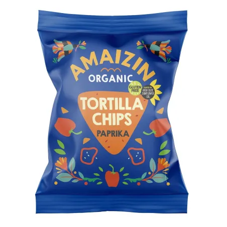 Chipsy Tortilla Kukurydziane Paprykowe Bezglutenowe BIO 75 g - AMAIZIN