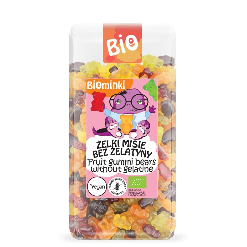 Żelki Misie Bez Żelatyny Bezglutenowe BIO 400 g - Biominki