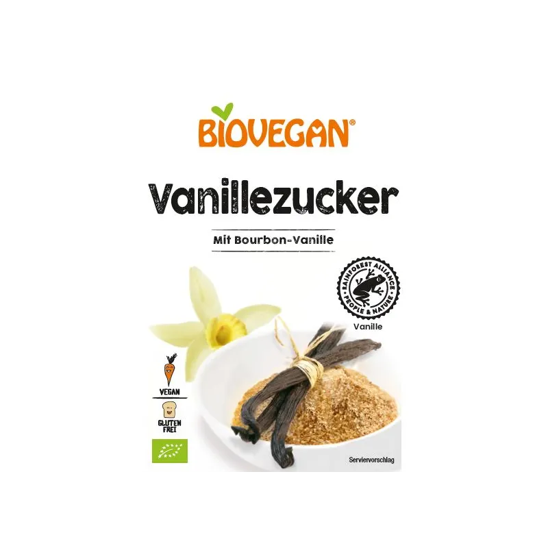 Cukier z Wanilią Bourbon Bezglutenowy BIO (4 x 8 g) 32 g - BIOVEGAN