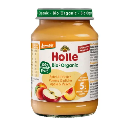 Jabłko-Brzoskwinia BIO bez cukru 190 g – Holle | Bezglutenowe