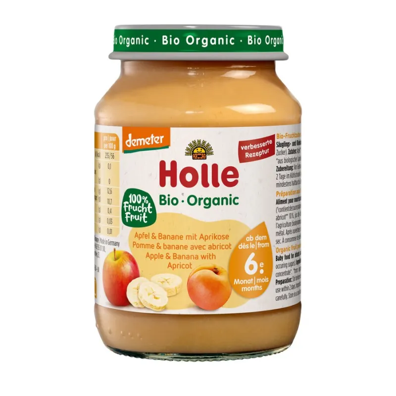 Jabłko, Banan & Morela BIO 190 g – Holle