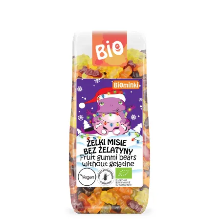 ŻELKI MISIE BEZ ŻELATYNY BEZGLUTENOWE BIO 150 g - BIOMINKI (EDYCJA ŚWIĄTECZNA) (PRODUKT SEZONOWY)