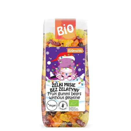 ŻELKI MISIE BEZ ŻELATYNY BEZGLUTENOWE BIO 150 g - BIOMINKI (EDYCJA ŚWIĄTECZNA) (PRODUKT SEZONOWY)